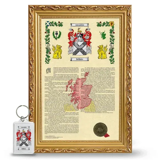 Bellairs Framed Armorial History and Keychain - Gold