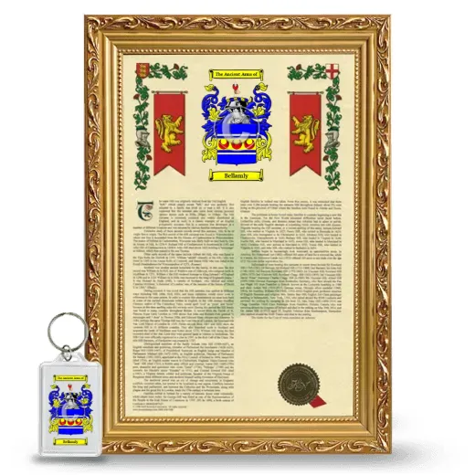 Bellamly Framed Armorial History and Keychain - Gold