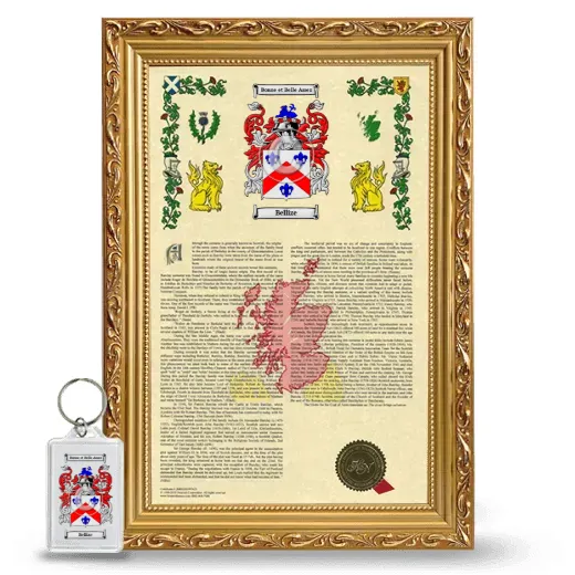 Bellize Framed Armorial History and Keychain - Gold