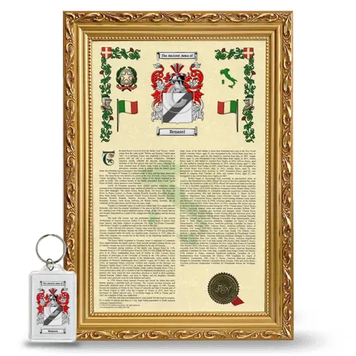 Benassi Framed Armorial History and Keychain - Gold