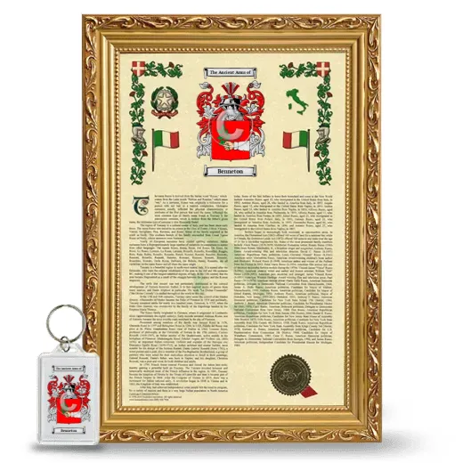 Benneton Framed Armorial History and Keychain - Gold