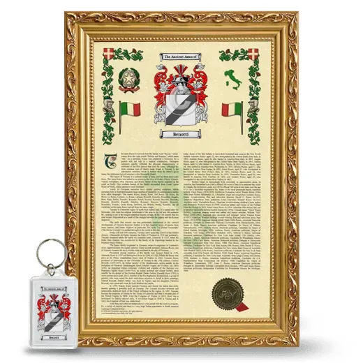 Benotti Framed Armorial History and Keychain - Gold