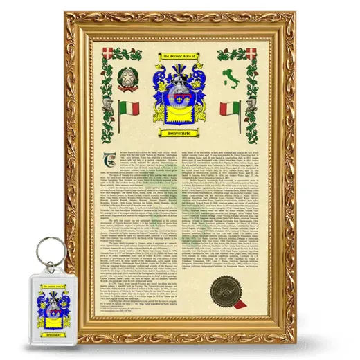 Benveniste Framed Armorial History and Keychain - Gold