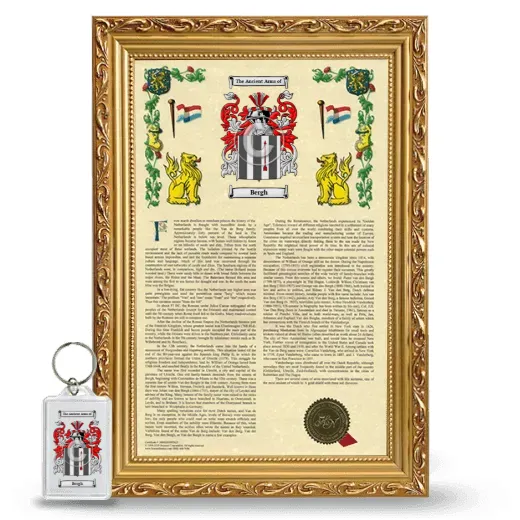 Bergh Framed Armorial History and Keychain - Gold