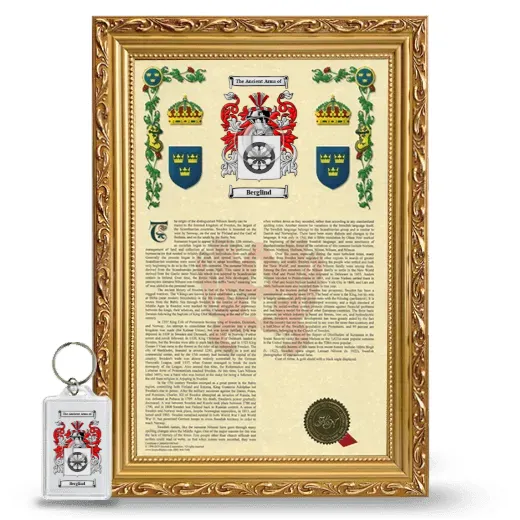 Berglind Framed Armorial History and Keychain - Gold