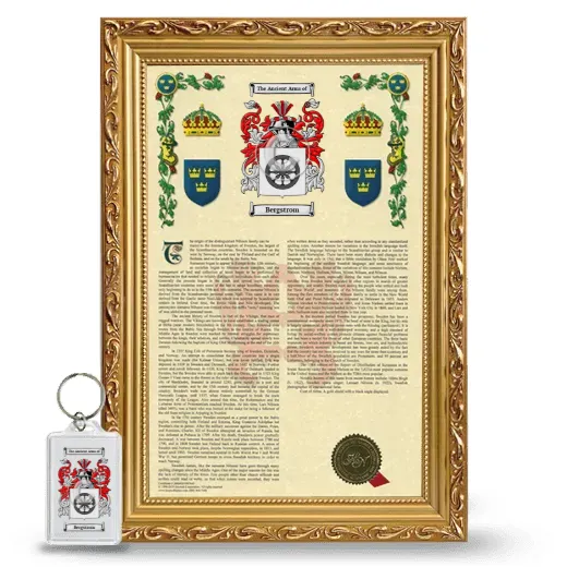Bergstrom Framed Armorial History and Keychain - Gold