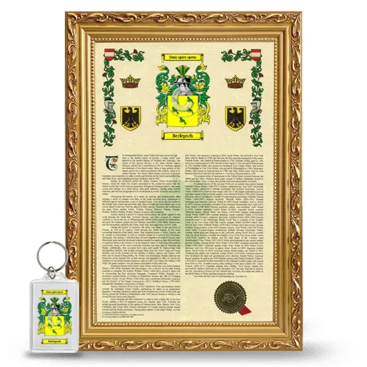Berlepsch Framed Armorial History and Keychain - Gold