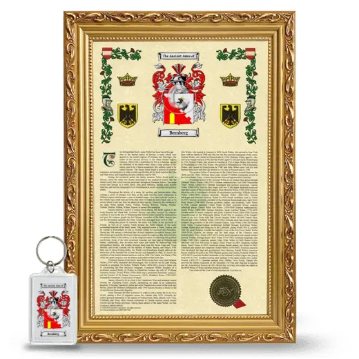 Bernberg Framed Armorial History and Keychain - Gold