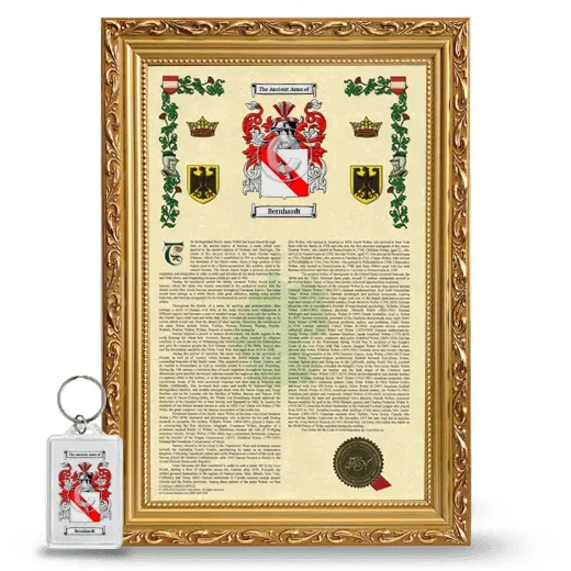 Bernhardt Framed Armorial History and Keychain - Gold