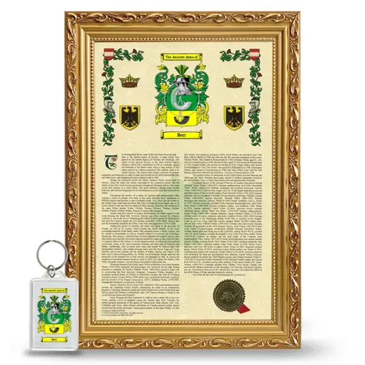 Berr Framed Armorial History and Keychain - Gold