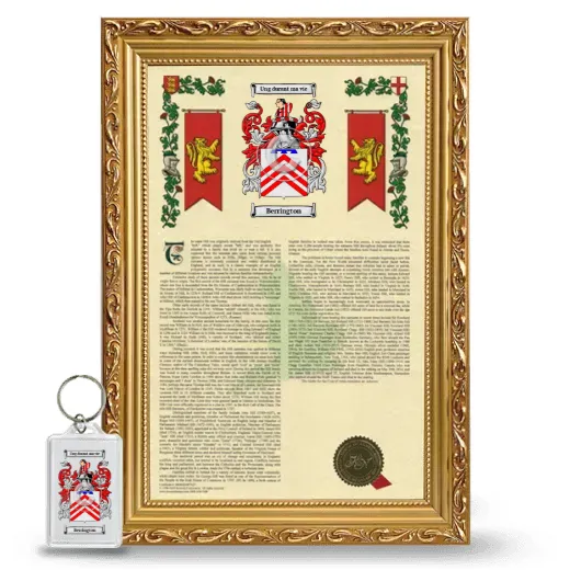 Berrington Framed Armorial History and Keychain - Gold