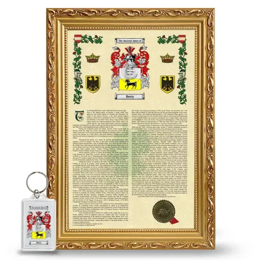 Berty Framed Armorial History and Keychain - Gold