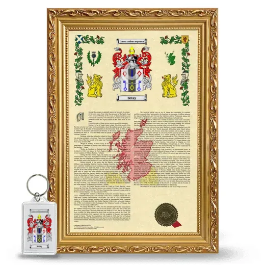 Betay Framed Armorial History and Keychain - Gold