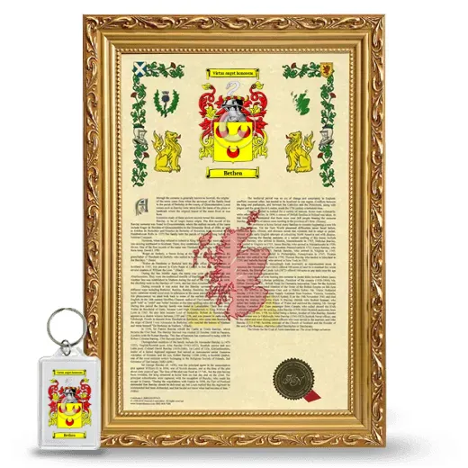 Bethea Framed Armorial History and Keychain - Gold
