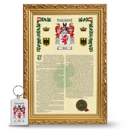 Beuck Framed Armorial History and Keychain - Gold