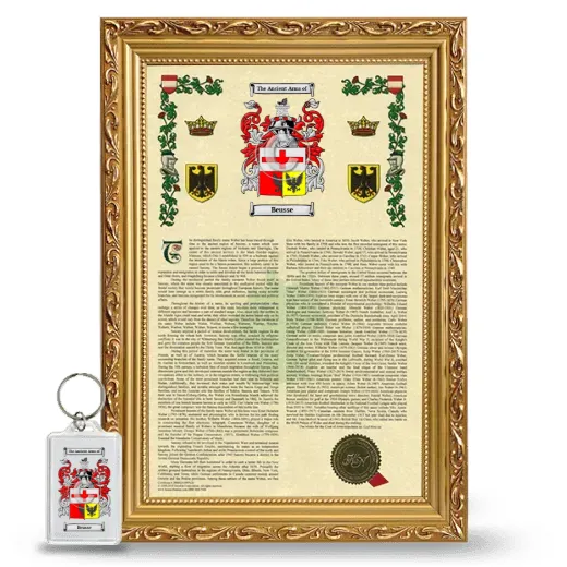 Beusse Framed Armorial History and Keychain - Gold