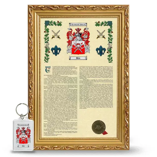 Bien Framed Armorial History and Keychain - Gold