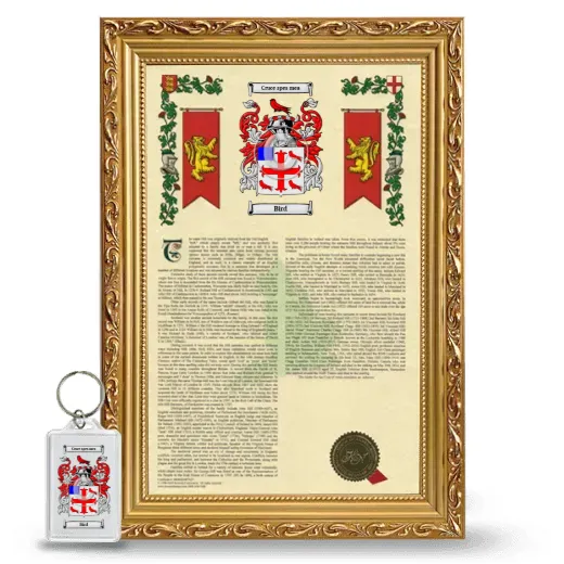 Bird Framed Armorial History and Keychain - Gold