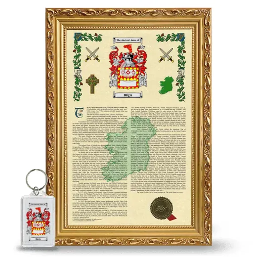 Birgis Framed Armorial History and Keychain - Gold