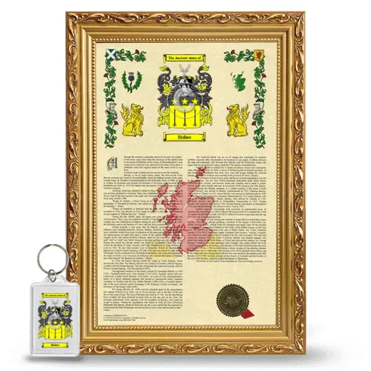 Bisbee Framed Armorial History and Keychain - Gold