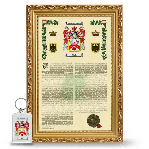 Bisch Framed Armorial History and Keychain - Gold