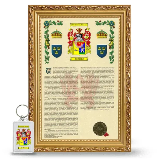 Bjorkland Framed Armorial History and Keychain - Gold
