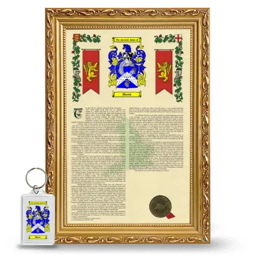 Blacer Framed Armorial History and Keychain - Gold