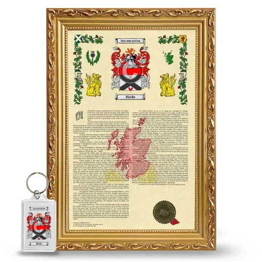 Blacke Framed Armorial History and Keychain - Gold