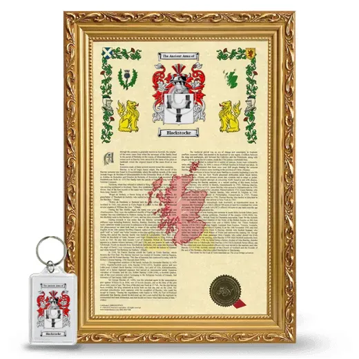 Blackstocke Framed Armorial History and Keychain - Gold