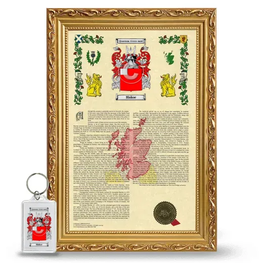 Blakoe Framed Armorial History and Keychain - Gold