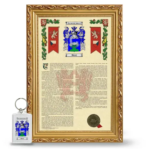 Blazej Framed Armorial History and Keychain - Gold