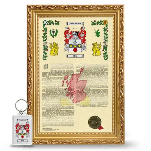 Blem Framed Armorial History and Keychain - Gold