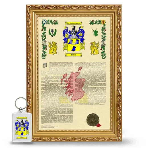 Blews Framed Armorial History and Keychain - Gold
