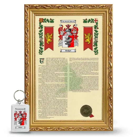 Blodget Framed Armorial History and Keychain - Gold