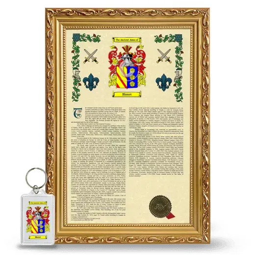 Blouet Framed Armorial History and Keychain - Gold