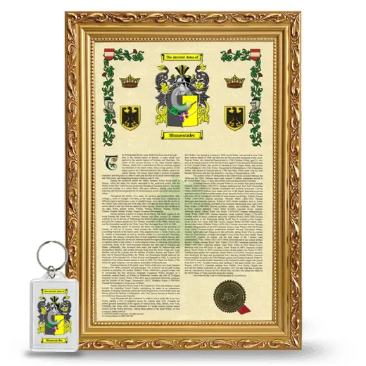 Blumentaler Framed Armorial History and Keychain - Gold