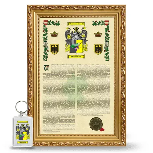 Blumenthal Framed Armorial History and Keychain - Gold