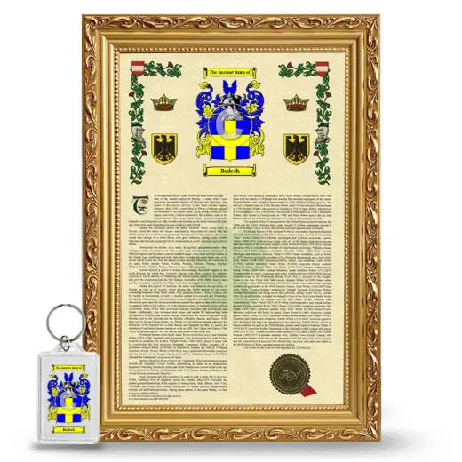 Bodech Framed Armorial History and Keychain - Gold