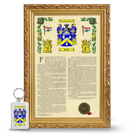 Boedde Framed Armorial History and Keychain - Gold