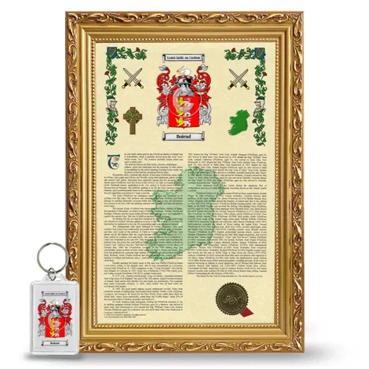 Boiend Framed Armorial History and Keychain - Gold