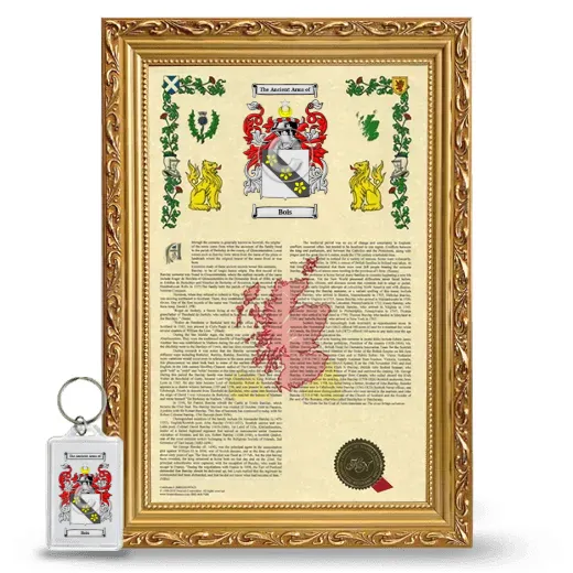 Bois Framed Armorial History and Keychain - Gold