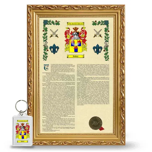 Boissy Framed Armorial History and Keychain - Gold