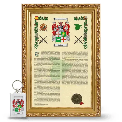 Bolano Framed Armorial History and Keychain - Gold