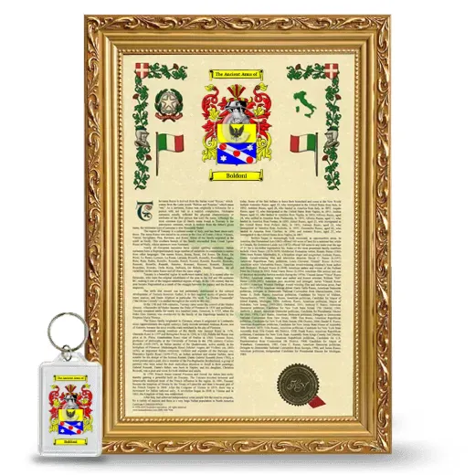 Boldoni Framed Armorial History and Keychain - Gold