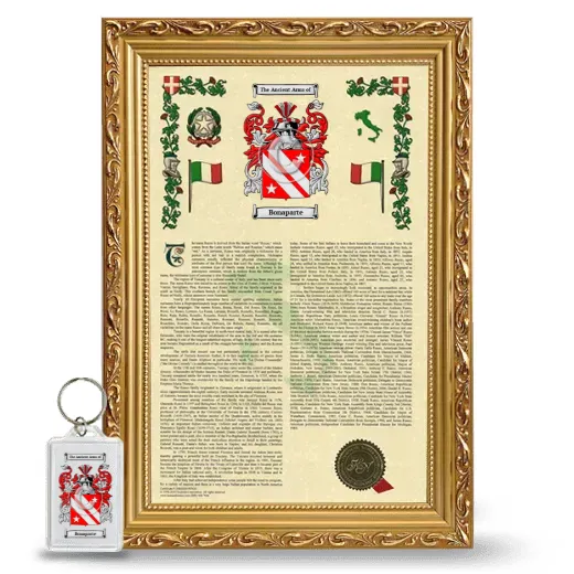 Bonaparte Framed Armorial History and Keychain - Gold