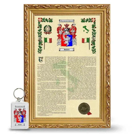 Bonato Framed Armorial History and Keychain - Gold