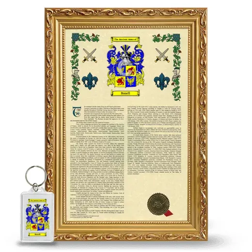 Bonell Framed Armorial History and Keychain - Gold