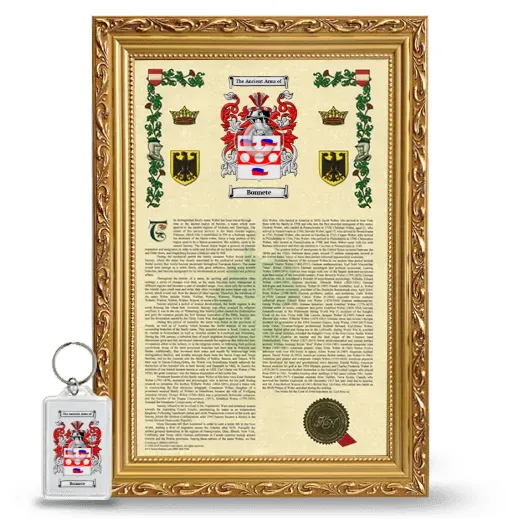Bonnete Framed Armorial History and Keychain - Gold
