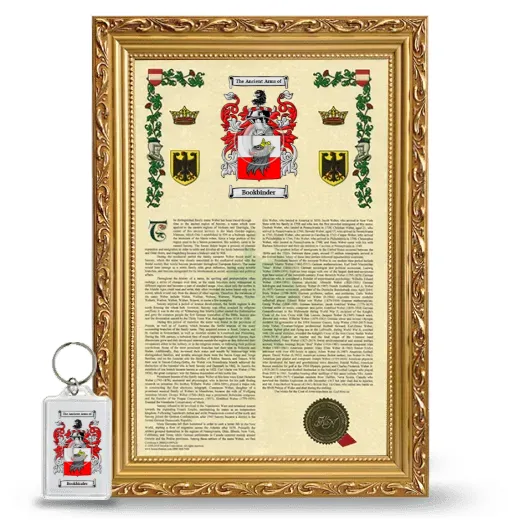 Bookbinder Framed Armorial History and Keychain - Gold