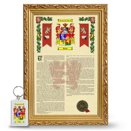 Boran Framed Armorial History and Keychain - Gold